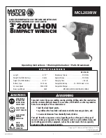 Preview for 1 page of Matco Tools MCL2038IW Manual