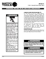 Preview for 1 page of Matco Tools mes8300 Operating Instructions And Parts Breakdown