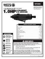 Preview for 1 page of Matco Tools MT3880 Operating Instructions Manual