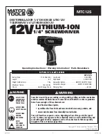 Preview for 1 page of Matco Tools MTC12S Manual