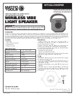 Preview for 3 page of Matco Tools MTCGLOWSPKR Operating Instructions Manual