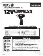 Matco Tools MUC12238IW Operating Instructions Manual preview