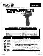 Preview for 1 page of Matco Tools MUC122IW Manual