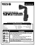 Preview for 1 page of Matco Tools MUC122LED Manual