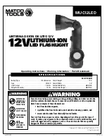 Preview for 1 page of Matco Tools MUC12LED Manual