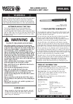 Preview for 1 page of Matco Tools MWL900L Quick Start Manual