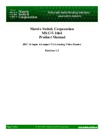 Предварительный просмотр 1 страницы Matrix Switch Corporation MSC-5-1664 Product Manual