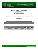 Предварительный просмотр 1 страницы Matrix Switch Corporation MSC-XD164S Product Manual