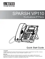 Matrix Sparsh VP110 Quick Start Manual preview