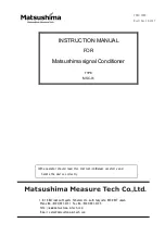 Preview for 1 page of Matsushima MSC-01 Instruction Manual