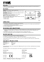 Предварительный просмотр 1 страницы Max Music KM15 Series Manual