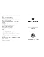 Предварительный просмотр 4 страницы MAX STAR Master Cheff User Manual