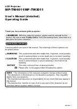 Preview for 1 page of Maxell MP-TW3011 User Manual