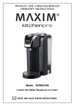 Предварительный просмотр 1 страницы Maxim kitchenpro MHWD25B Product Use, Care And Service Warranty Instructions