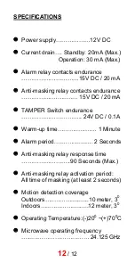 Preview for 12 page of MAXIMUM Security CURTAIN-Mini Operating & Installation Manual