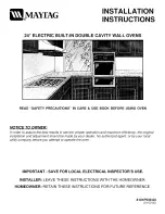 Preview for 1 page of Maytag CWE5800ACB - 24 Inch Double Electric Wall Oven Installation Instructions Manual