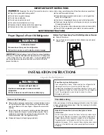 Preview for 2 page of Maytag Ice2O MFI2665XE User Instructions