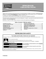 Preview for 1 page of Maytag MBF1958WES - 19.0 cu. Ft. Bottom Freezer Refrigerator User Instructions