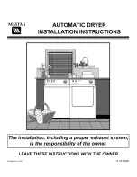 Предварительный просмотр 1 страницы Maytag MDE7400AYQ Installation Instructions Manual