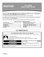 Maytag MIM1554WRS - Ice Maker User Instructions предпросмотр