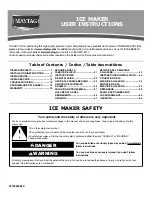 Preview for 1 page of Maytag MIM1554ZRS User Instructions