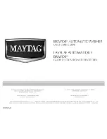 Maytag MVWB800VQ - Bravos Washer With Window Lid Use And Care Manual preview