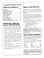 Preview for 2 page of Maytag RSD2000 User Manual