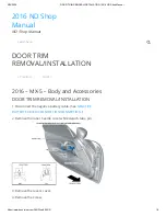 Предварительный просмотр 1 страницы Mazda mx-5 2016 Shop Manual