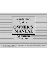 Mazda Remote Start System MPV Owner'S Manual preview