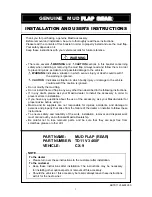 Предварительный просмотр 1 страницы Mazda TD11 V3 460F Installation And User Instructions Manual