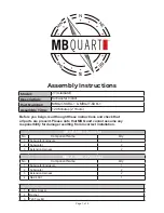 Preview for 1 page of MB QUART JT Assembly Instructions