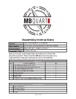 MB QUART MBQJ-STG6A-1 Assembly Instructions Manual preview