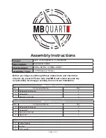 Предварительный просмотр 1 страницы MB QUART MBQJ-SUBA-1 Assembly Instructions