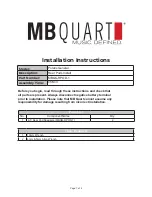 Предварительный просмотр 1 страницы MB QUART Polaris General MBQG-RPOD-1 Installation Instructions