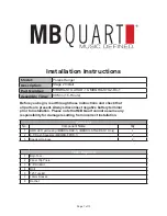 MB QUART Polaris Ranger Installation Instructions Manual предпросмотр