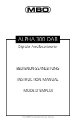 Предварительный просмотр 1 страницы MBO ALPHA 300 DAB Instruction Manual