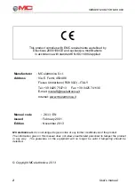 Предварительный просмотр 2 страницы MC Electronics MCK 800 User Manual