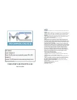 Предварительный просмотр 1 страницы MCE Technologies QuickStream DV User Manual