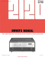 Предварительный просмотр 1 страницы McIntosh MC 2120 Owner'S Manual