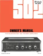 McIntosh MC 502 Owner'S Manual предпросмотр