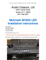 Предварительный просмотр 1 страницы McIntosh MC602 LED Installation Instructions Manual