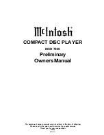 McIntosh MCD 7005 Preliminary Owners Manual preview