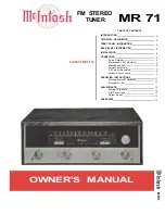 Предварительный просмотр 1 страницы McIntosh MR 71 Owner'S Manual