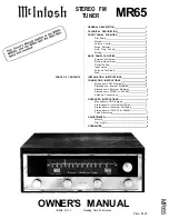 McIntosh MR65 Owner'S Manual preview