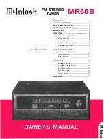 McIntosh MR65B Owner'S Manual предпросмотр