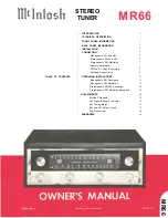 Preview for 1 page of McIntosh MR66 Owner'S Manual