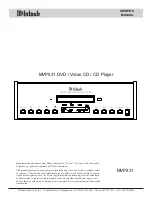 McIntosh MVP831 Owner'S Manual preview