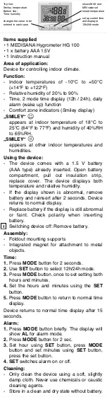 Preview for 3 page of Medisana HG 100 User Manual