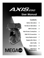 Предварительный просмотр 1 страницы MegaLite AXIS 250 User Manual