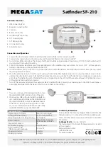 Preview for 2 page of Megasat Satfinder SF-210 Quick Start Manual